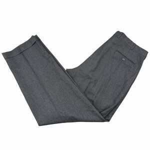 Vtg USA Made Majer 36x32 Gray Wool Pleated Cuffed High Waist Pants Dress Slacks
